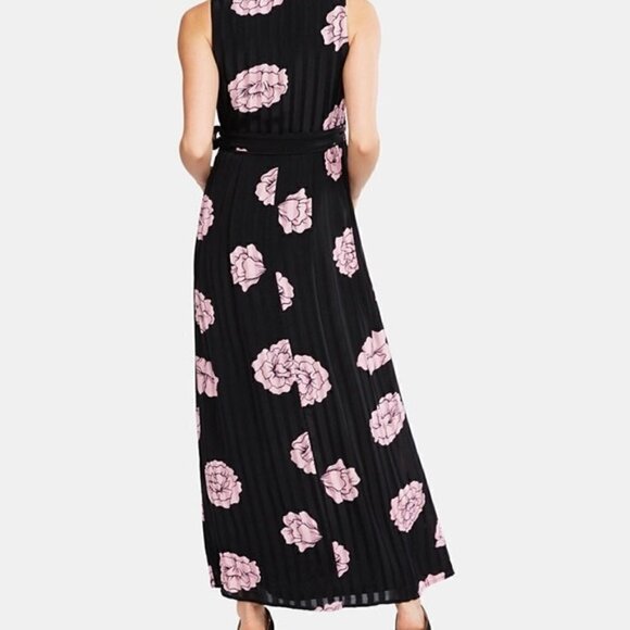 Jessica Simpson Sleeveless Pink Floral Wrap Maxi Maternity Black Dress Size L - Picture 12 of 12